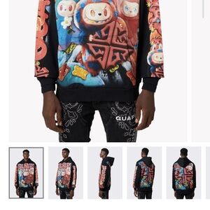 Black Pullover Hoodie with Vibrant Monster Graphic